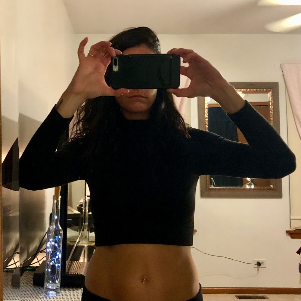 naked wardrobe long sleeve high neck black crop top - Picture 4 of 4